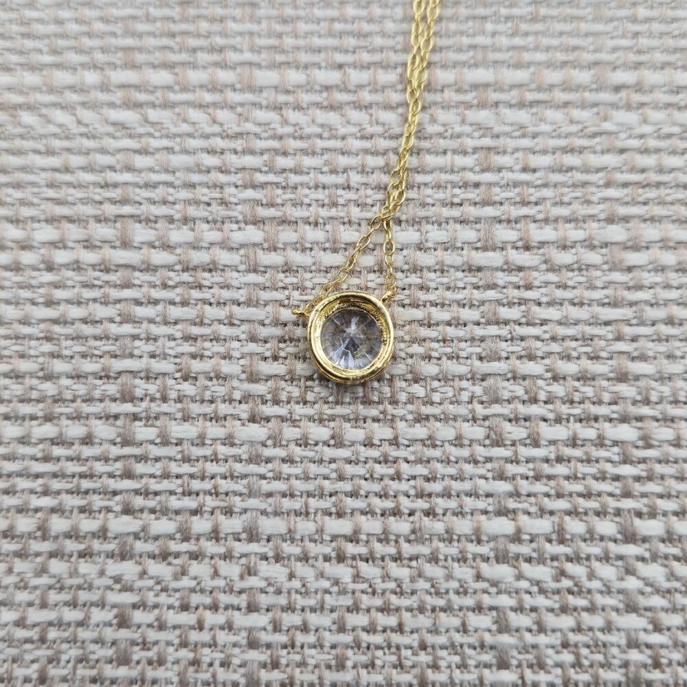 18 Inch Gold Over Sterling Silver Bright Cubic Zirconia Gem Necklace A6060 - Picture 5 of 8